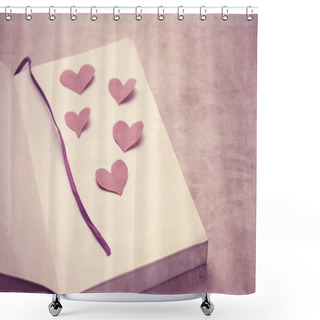 Personality  Paper Hearts On A Book Shower Curtains