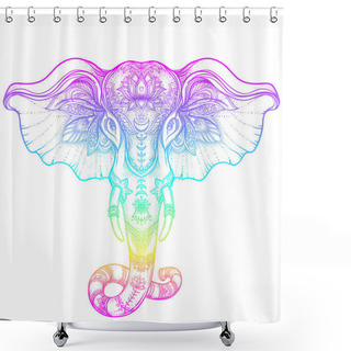 Personality  Beautiful Hand-drawn Tribal Style Elephant Over Mandala. Colorfu Shower Curtains