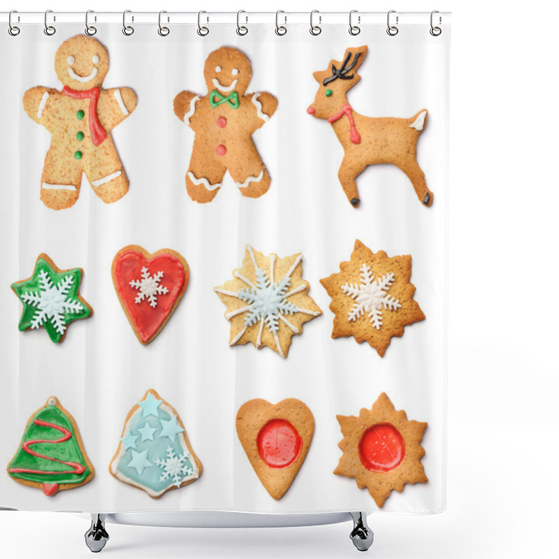 Personality  Christmas gingerbread cookie shower curtains
