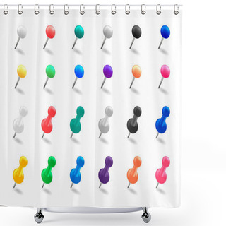Personality  .A Set Of Push Pins. Thumbtack Pins Colored. Shower Curtains
