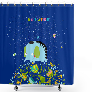 Personality  Happy Cartoon Elephant Shower Curtains