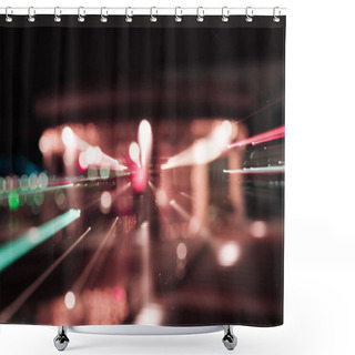 Personality  Long Exposure Of Bright Colorful Lights At Night Shower Curtains