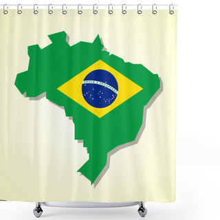 Personality  Brazil Map And Brazilian Flag Shower Curtains