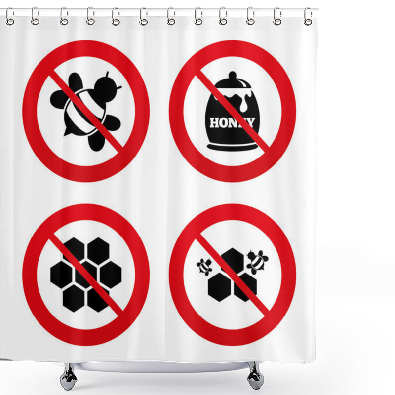 Personality  Honeycomb Cells With Bees Symbol. Shower Curtains