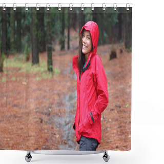 Personality  Woman Hiking In Forest Shower Curtains
