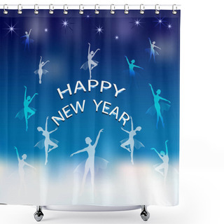 Personality  Happy New Year Lettering Greeting Card Shower Curtains