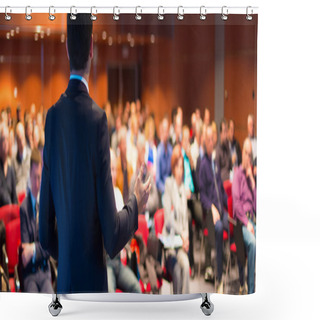 Personality  Speaker At Business Conference And Presentation. Shower Curtains