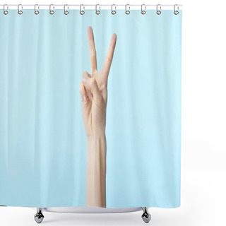 Personality  Human Hand Showing Number Two Shower Curtains