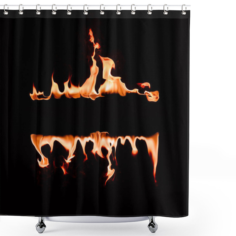 Personality  close up view of burning flame lines on black background shower curtains