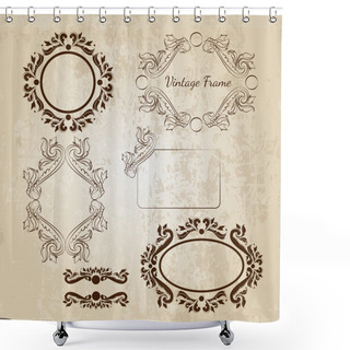Personality  Set Of Vector Vintage Frames Shower Curtains