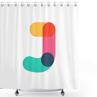 Personality  Overlapping One Line Letter J Logotype. Shower Curtains