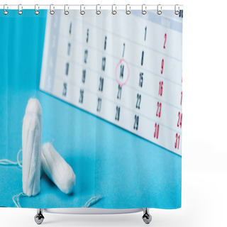 Personality  Three Menstrual Tampons And Calendar On Blue Shower Curtains
