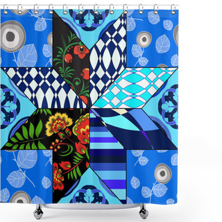 Personality  Vector Seamless Patchwork Pattern. Oriental Or Russian Design Shower Curtains