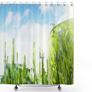 Personality  Green Industrial Development Concept Shower Curtains