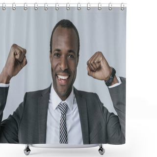 Personality  Excited African American Businessman Shower Curtains