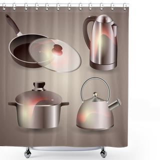 Personality  Set Of Kitchen Ware Shower Curtains