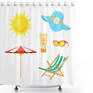 Personality  Sun, Deck Chair, Sun Protective Accessories.  Shower Curtains