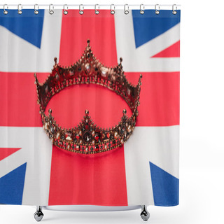 Personality  Golden Royal Crown On British Flag  Shower Curtains