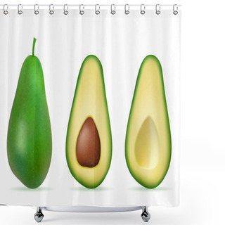 Personality  Green Avocado Fresh Ripe Fruit Vector Illustration Shower Curtains