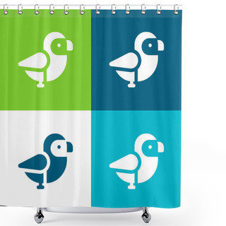 Personality  Bird Flat Four Color Minimal Icon Set Shower Curtains