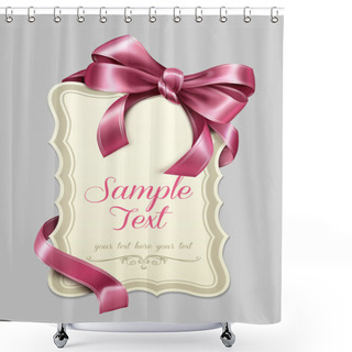 Personality  Vintage Label With A Pink Bow Shower Curtains