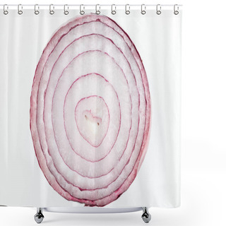 Personality  Close Up View Of Juicy Organic Fresh Textured Onion Slice Isolated On White Shower Curtains