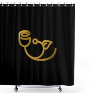 Personality  Bell Flower With Leaf Outline Gold Plated Metalic Icon Or Logo Vector Shower Curtains
