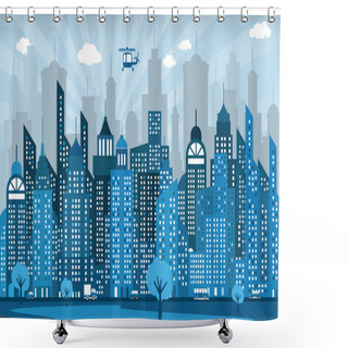 Personality  Blue City Shower Curtains