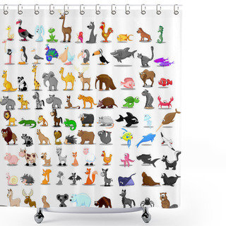 Personality  Super Set Of 91 Cute Cartoon Animals Shower Curtains