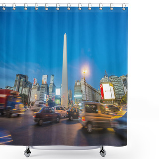 Personality  The Obelisk (El Obelisco) In Buenos Aires. Shower Curtains