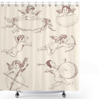 Personality  Sketches Of The Vintage Angels Shower Curtains