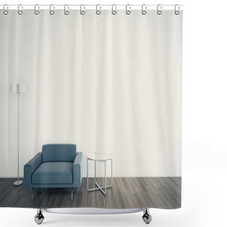 Personality  Minimal Interior With Single Armchair Shower Curtains