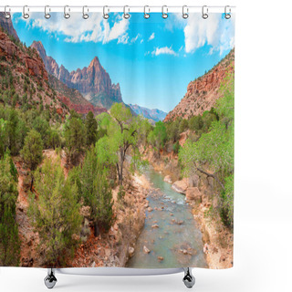 Personality  Beautiful Landscape Of Red Rocks In Zion National Park, Utah, USA Shower Curtains