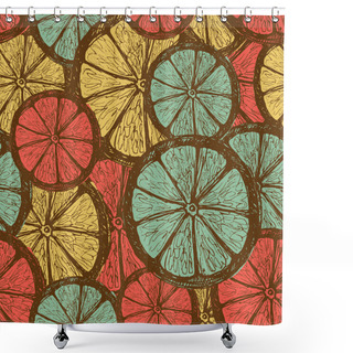 Personality  Retro Seamless Pattern With Oranges Shower Curtains