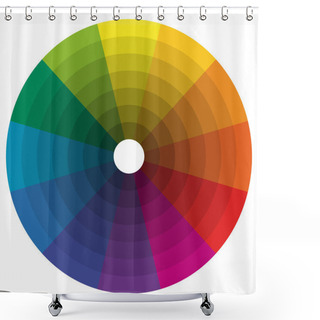 Personality  Illustration Of Printing Color Wheel With Different Colors In Gradations Shower Curtains