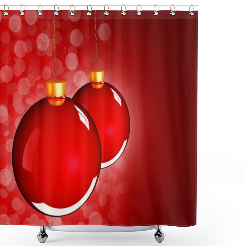 Personality  Christmas Baubles Balls In Golden Red Shower Curtains