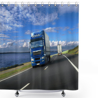 Personality  Truck On A Road Shower Curtains