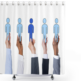 Personality  Business People Holding People Symbols Shower Curtains
