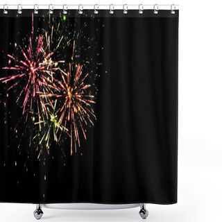 Personality  Colorful Traditional Fireworks In Night Sky, Isolated On Black Shower Curtains