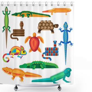 Personality  Reptiles Vector Set. Shower Curtains