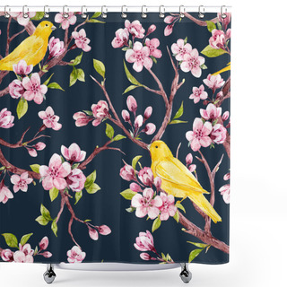 Personality  Watercolor Spring Floral Pattern Shower Curtains