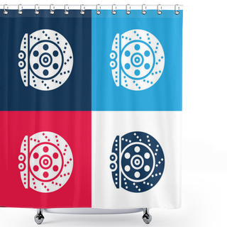 Personality  Brake Blue And Red Four Color Minimal Icon Set Shower Curtains