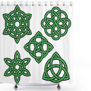 Personality  Green Black Celtic Knots Set Shower Curtains