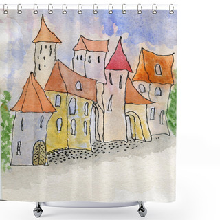 Personality  Fairy Tale Village Shower Curtains