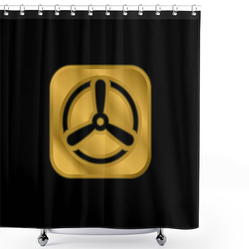 Personality  Apple Gold Plated Metalic Icon Or Logo Vector Shower Curtains