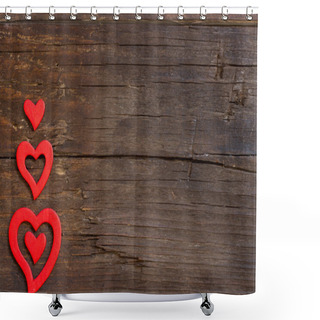 Personality  Rustic Hearts On A Wooden Background Shower Curtains
