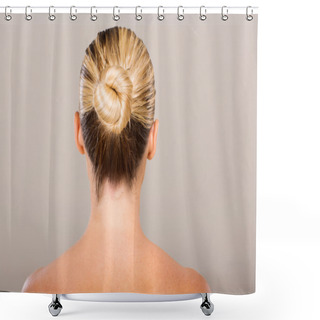 Personality  Woman With Hair Bun Shower Curtains