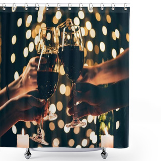 Personality  People Clinking Glasses With Wine Shower Curtains