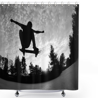 Personality  Skateboarding Silhouette Shower Curtains