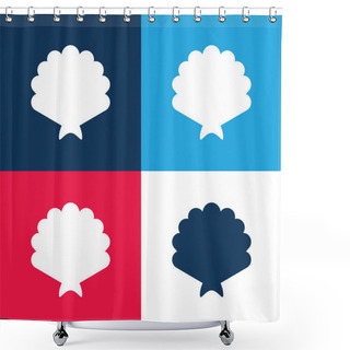 Personality  Big Shell Blue And Red Four Color Minimal Icon Set Shower Curtains